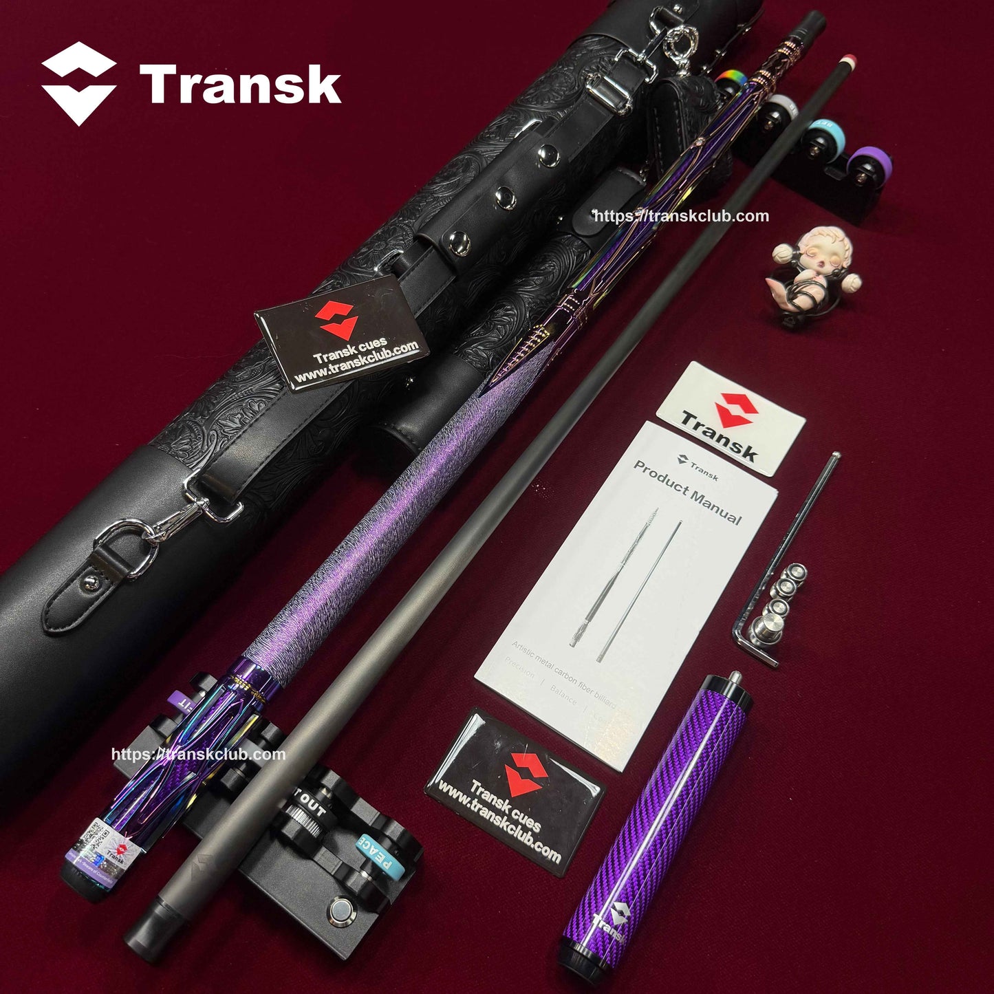 Transk Metal Carbon Fiber Pool Cue Case Set - 10.5/11.8/12.5mm Tip, Adjustable Weight, Gold/Red/Purple Options, Professional Billiard Stick for Advanced Players