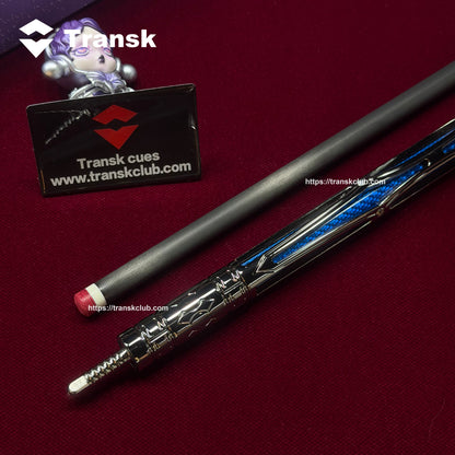 Transk Limited-Edition Blue Metal Pool Cue Set with Accessories – 11.8/12.5/10.5mm Tips, Textured Grip