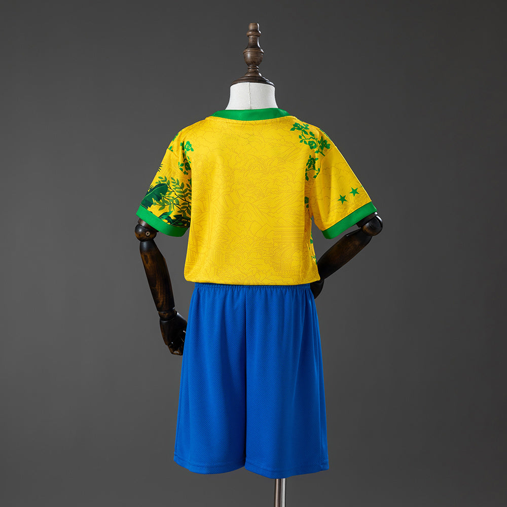 Kids Brazil Jersey 2026 World Cup Special Football Kit Soccer Shirt