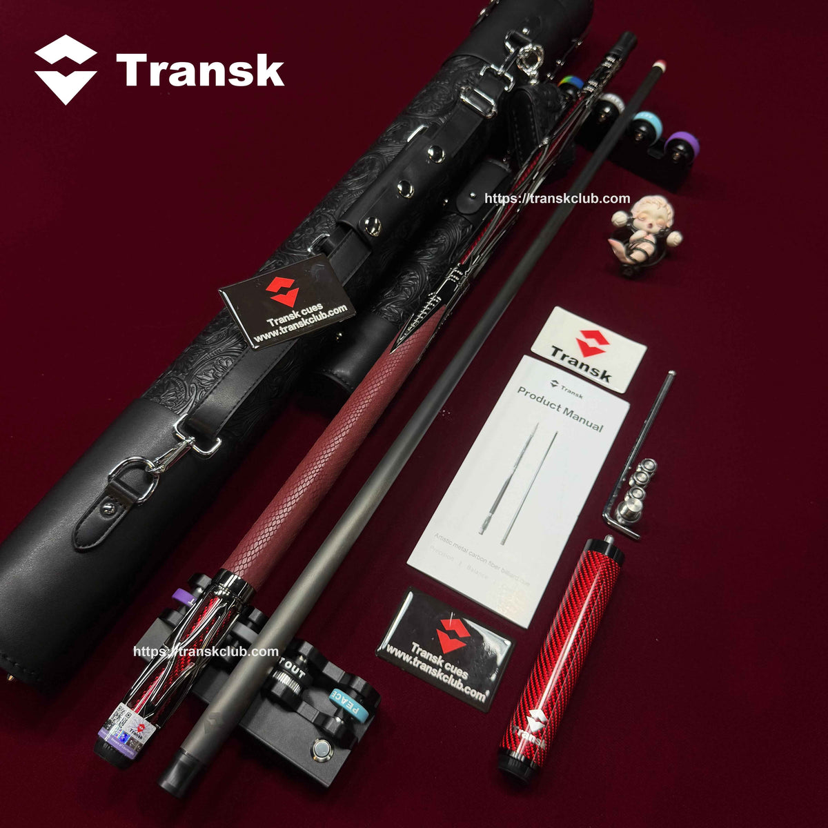 Transk Metal Carbon Fiber Pool Cue Case Set - 10.5/11.8/12.5mm Tip, Adjustable Weight, Gold/Red/Purple Options, Professional Billiard Stick for Advanced Players