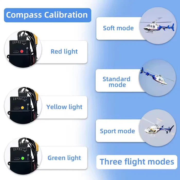 FLYWING Bell407 470 Class RC Helicopter GPS ACE Flight Controller 6CH LED RTF