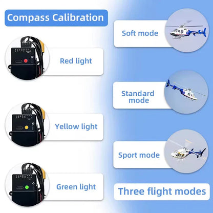 FLYWING Bell407 470 Class RC Helicopter GPS ACE Flight Controller 6CH LED RTF