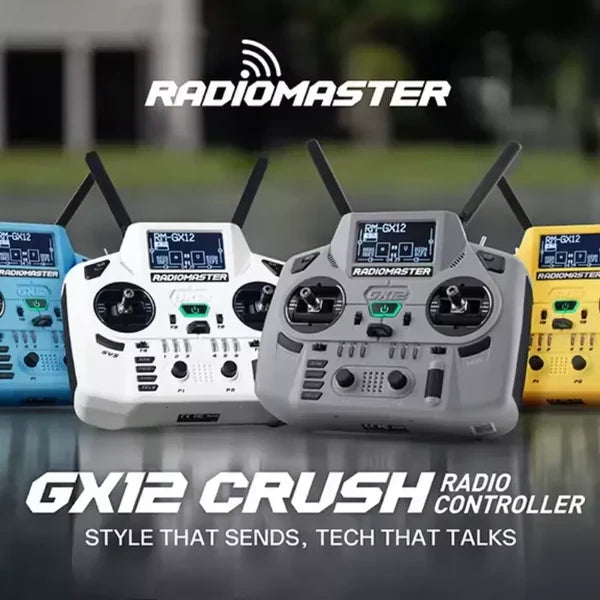 RadioMaster GX12 Crush ExpressLRS Radio Controller 1000Hz CNC Hall Gimbal Dual Band 16CH Transmitter for FPV Drones