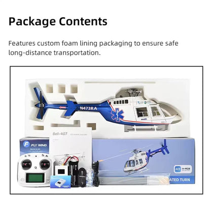 FLYWING Bell407 470 Class RC Helicopter GPS ACE Flight Controller 6CH LED RTF
