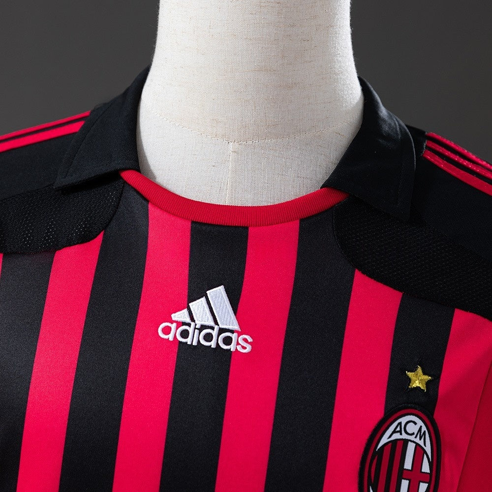 AC Milan Jersey 2007/08 Home Retro Football Kit Long Sleeves