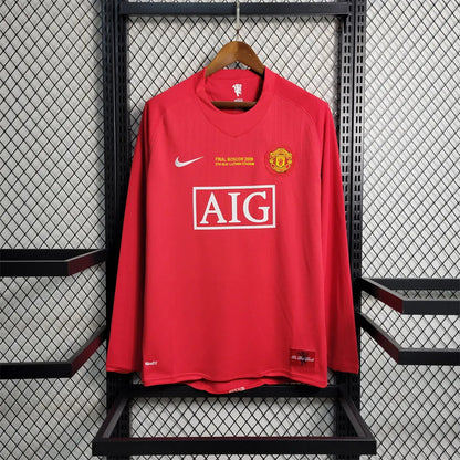 Manchester United Jersey Home Kit 2007/08 Retro Long Sleeve Moscow