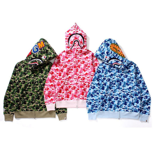 Bape Shark Head Classic Men's Sweatshirt Casual Loose Hooded Top Women's Jacket