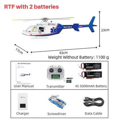 FLYWING Bell407 470 Class RC Helicopter GPS ACE Flight Controller 6CH LED RTF