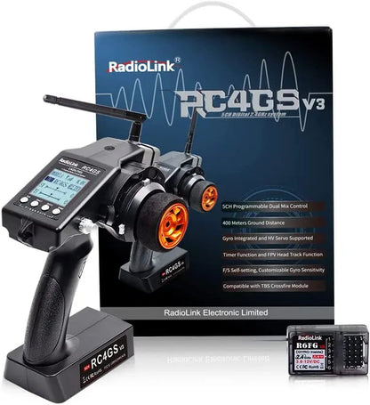 Radiolink RC4GS V3 2.4G 5CH RC Radio Transmitter with R6FG Gyro Receiver Remote Controller for RC Car Boat