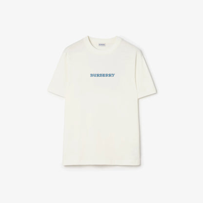 Burberry Heritage Logo Cotton T-Shirt in Chalk White