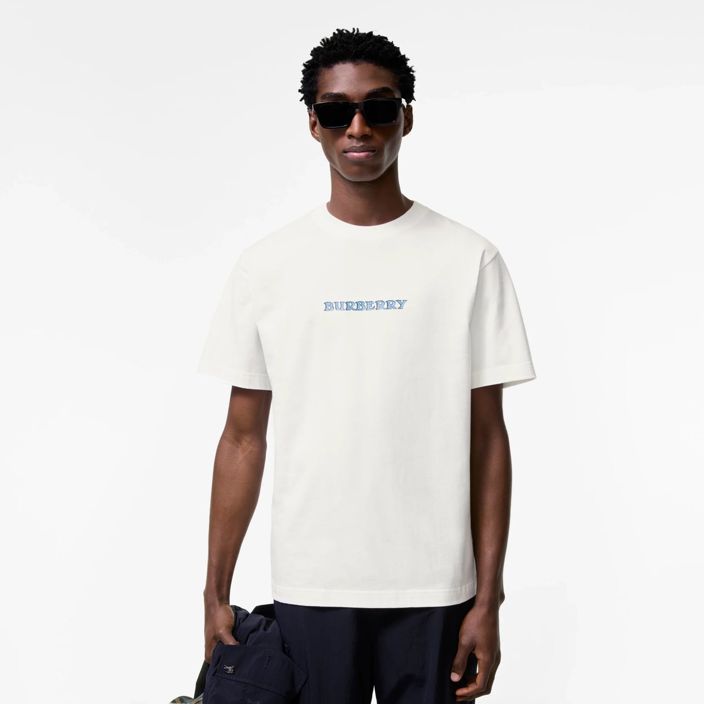 Burberry Heritage Logo Cotton T-Shirt in Chalk White