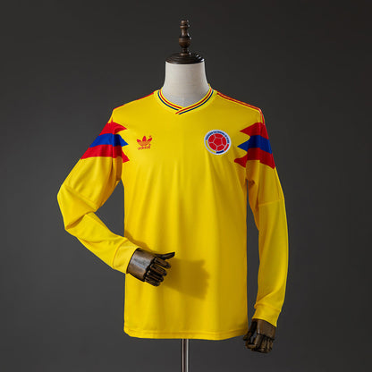 Colombia Originals Home Jersey 1990 Retro Long Sleeves Football Kit Soccer Shirt