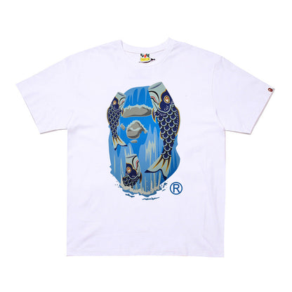 D006 Koi Fish Ape Graphic T-Shirt - White