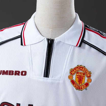 Manchester United Jersey 1998-99 Home White Retro Kit Long Sleeves