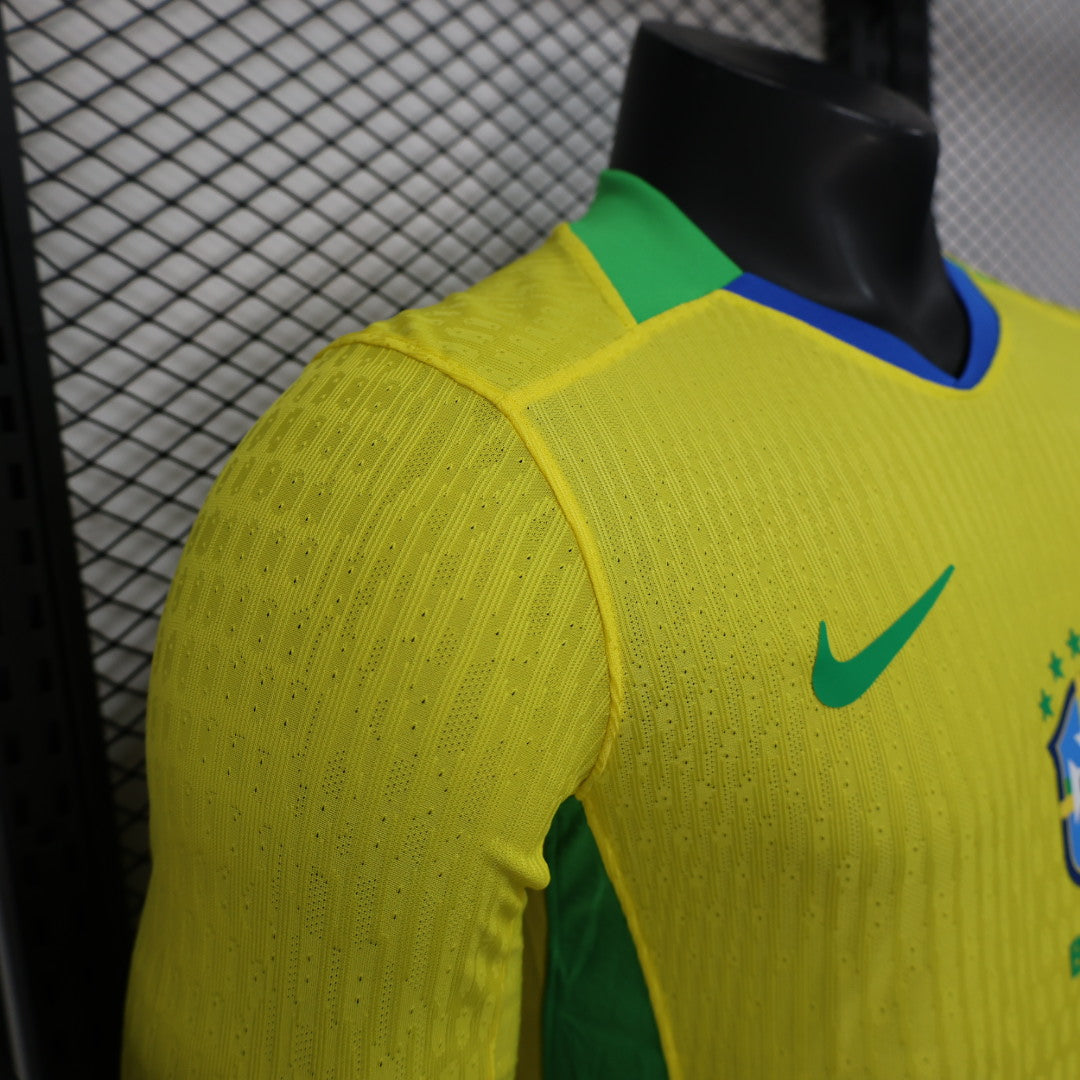 Player Version Brazil Jersey 25/26 Home Long Sleeves Football Kit Soccer Jersey