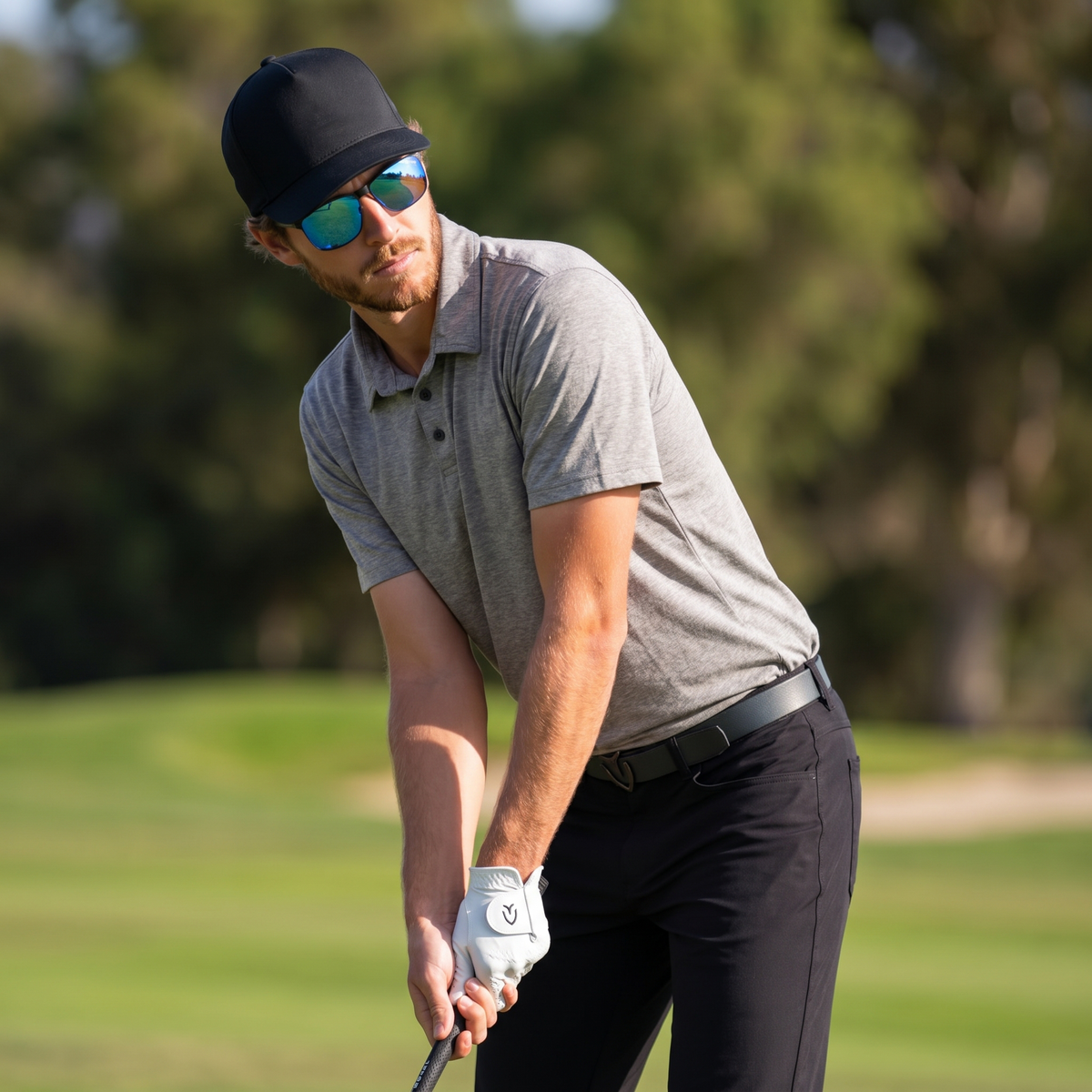 Ask Echo Golf Black Metal Frame Sunglasses / Silver
