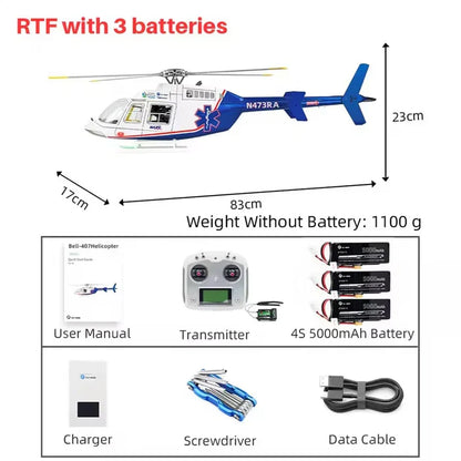 FLYWING Bell407 470 Class RC Helicopter GPS ACE Flight Controller 6CH LED RTF