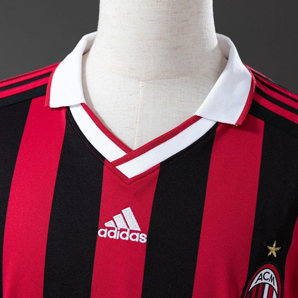AC Milan Jersey 2013 2014 Retro Home Football Kit Long Sleeves