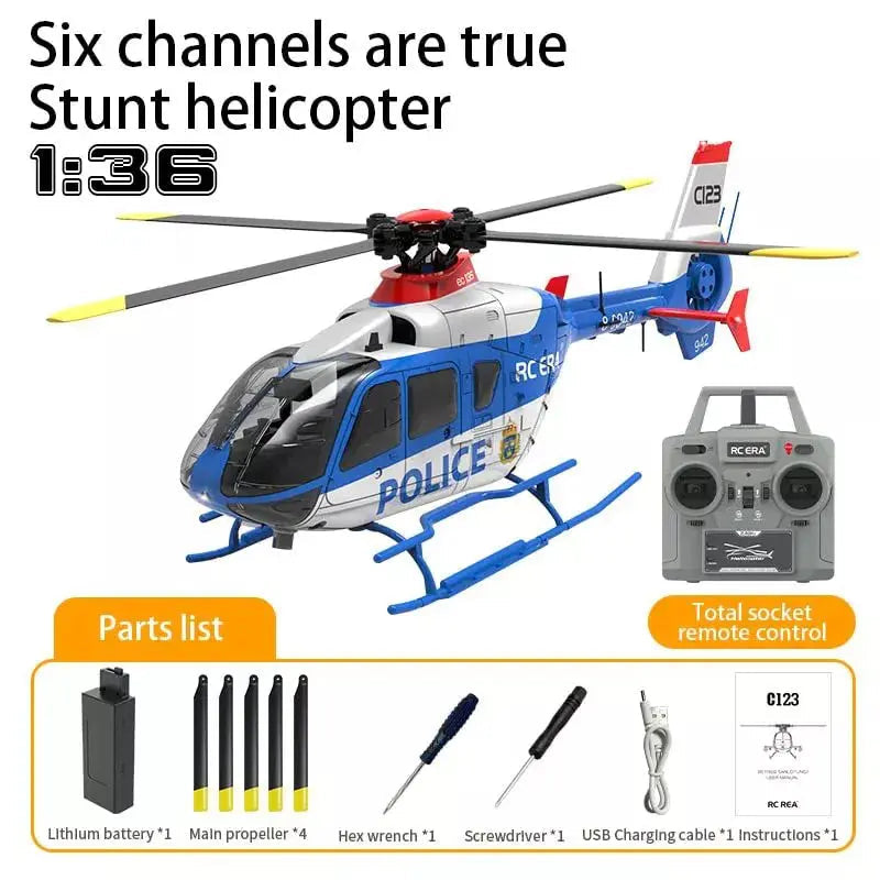 RCERA C123 EC135 4CH 6-Axis Gyro Dual Brushless Direct Drive Optical Flow Air Pressure Altitude Hold True Ducted RC Helicopter RTF