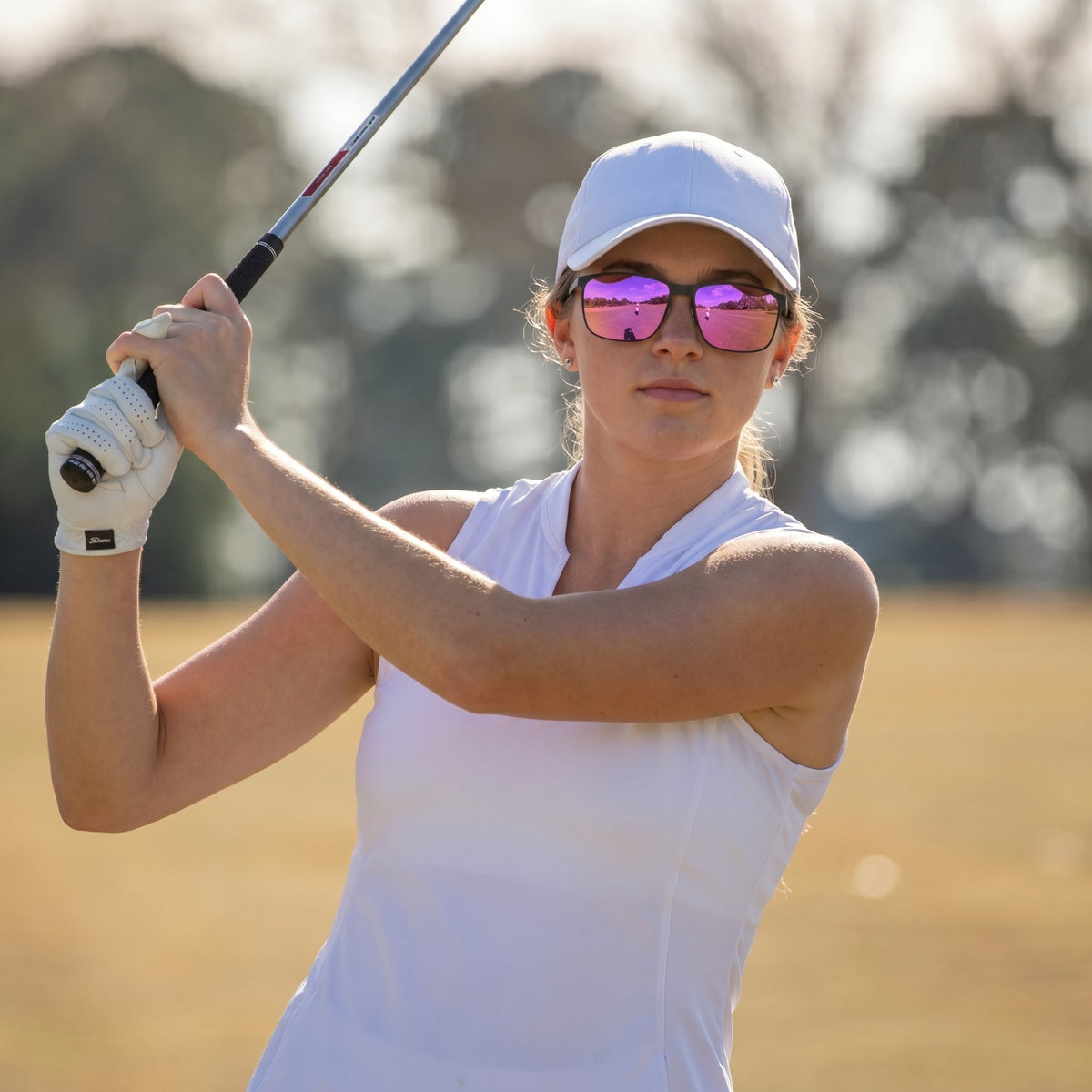 Ask Echo Golf Black Metal Frame Sunglasses / Pink