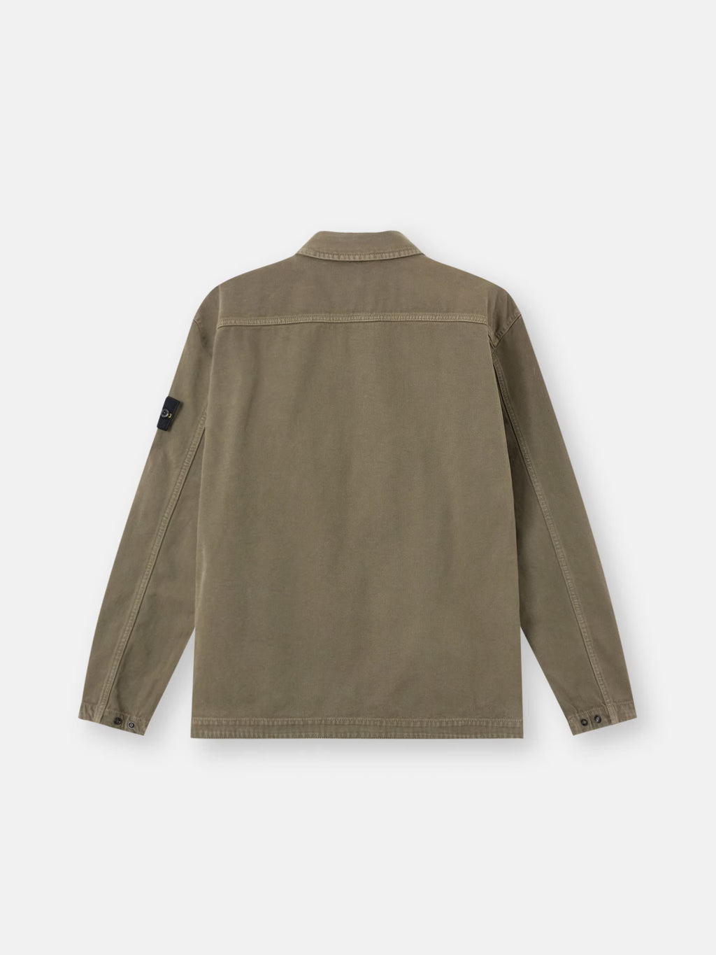 Stone Island Organic Panama Cotton 'Old' Effect Overshirt in Military Green