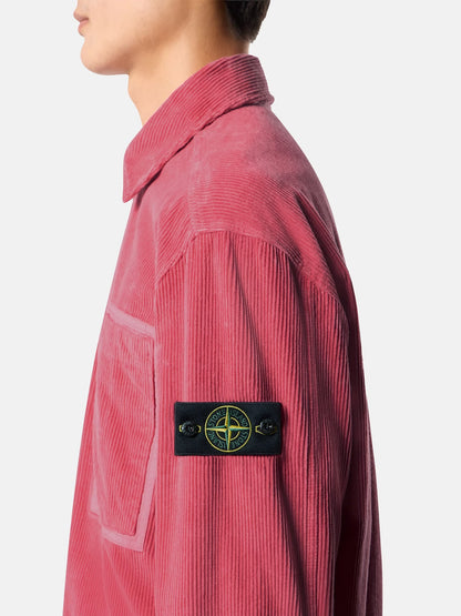 Stone Island Organic Cotton Corduroy 800 Chest Pocket Overshirt in Geranium