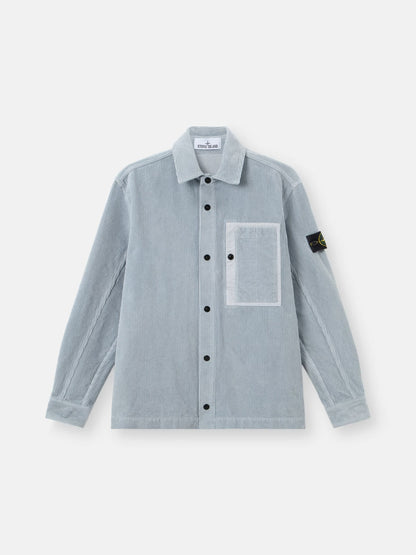 Stone Island Organic Cotton Corduroy 800 Chest Pocket Overshirt in Ash Grey