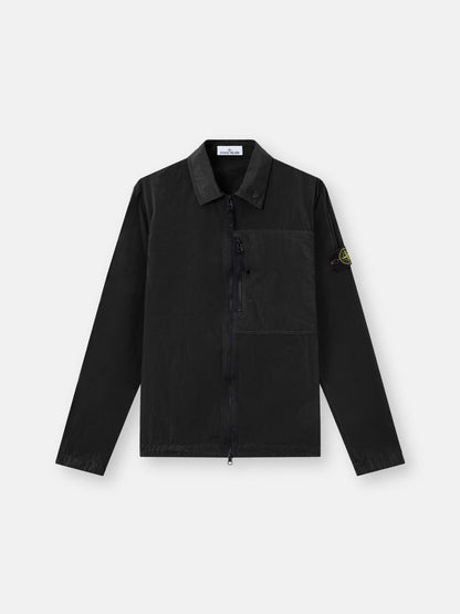 Stone Island Nylon Metal Chest Pocket Overshirt in Black