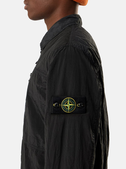 Stone Island Nylon Metal Chest Pocket Overshirt in Black