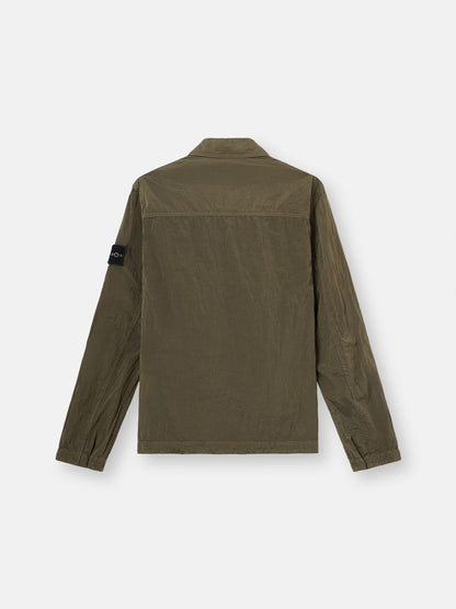 Stone Island Nylon Metal Chest Pocket Overshirt in Military Green