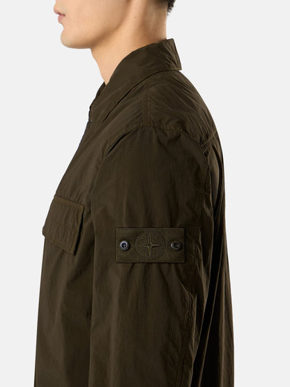 Stone Island Ghost Nylon Smerigliato Overshirt in Military Green