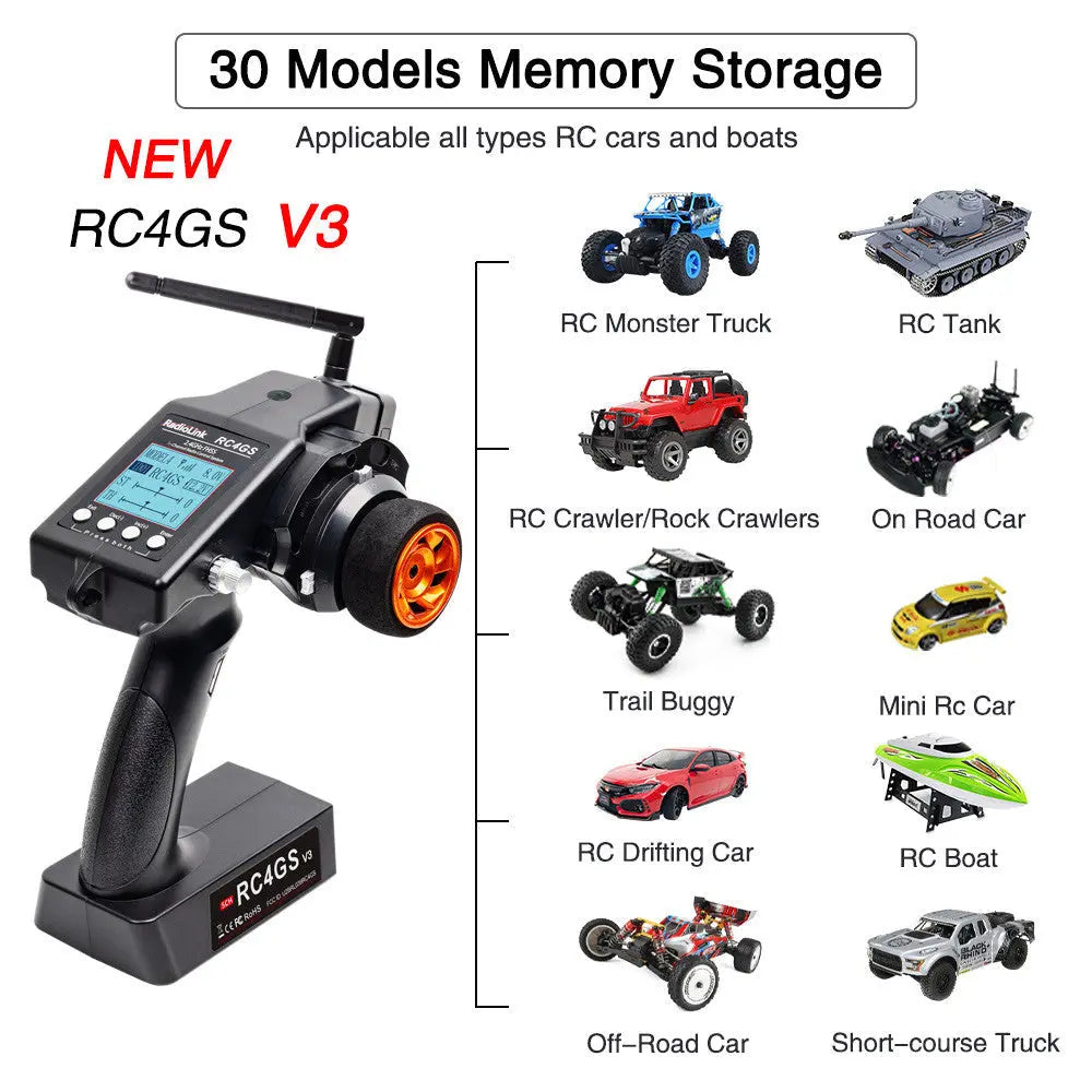Radiolink RC4GS V3 2.4G 5CH RC Radio Transmitter with R6FG Gyro Receiver Remote Controller for RC Car Boat