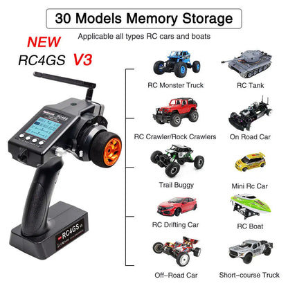 Radiolink RC4GS V3 2.4G 5CH RC Radio Transmitter with R6FG Gyro Receiver Remote Controller for RC Car Boat
