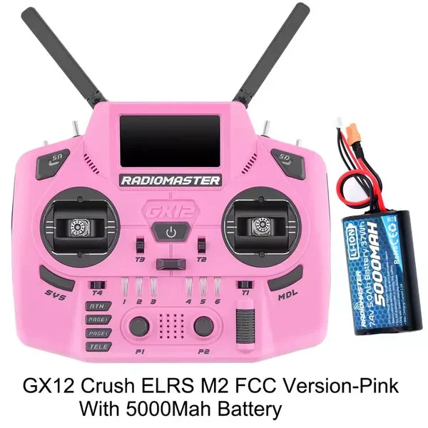 RadioMaster GX12 Crush ExpressLRS Radio Controller 1000Hz CNC Hall Gimbal Dual Band 16CH Transmitter for FPV Drones