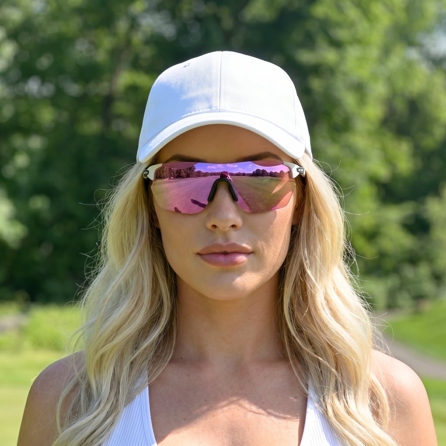 Ask Echo Golf No Frame White Leg Sunglasses / Pink
