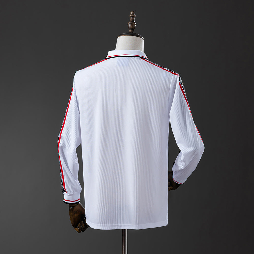 Manchester United Jersey 1998-99 Home White Retro Kit Long Sleeves