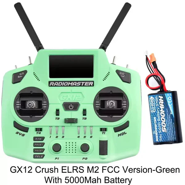 RadioMaster GX12 Crush ExpressLRS Radio Controller 1000Hz CNC Hall Gimbal Dual Band 16CH Transmitter for FPV Drones