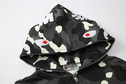 BAPE classic multi-color embroidery hooded cardigan