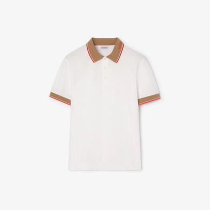 Burberry Evan Check Trim Polo Shirt in Chalk