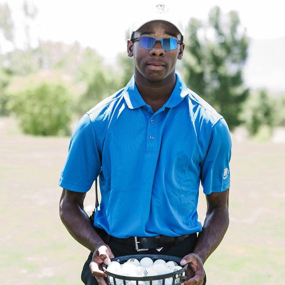 Ask Echo Golf Gunmetal Half Frame Sunglasses / Revo Blue