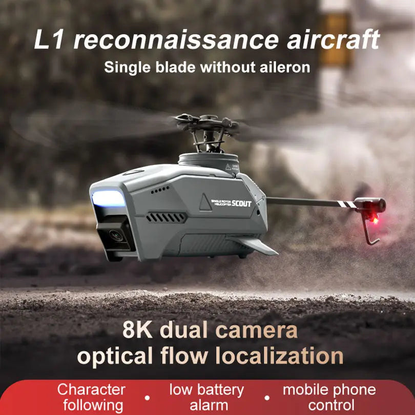 4DRC L1 RC Helicopter Four-Way Single-Blade Non-Flybar Helicopter Mini Black Bee Aerial Photography Drone