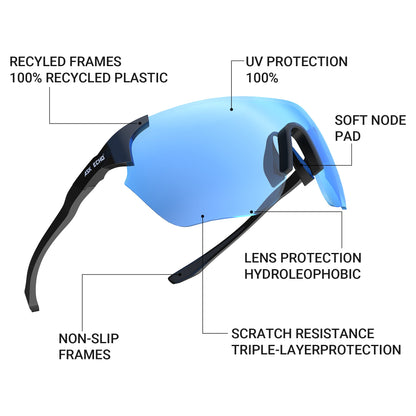 Ask Echo Golf No Frame Black Leg Sunglasses / Revo Blue