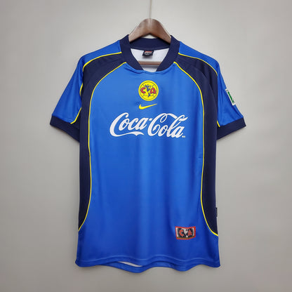 Retro Club America Jersey 2001-02 Away Blue Football Kit Soccer Jersey