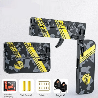 Soft Bullet Gun Foldable Toy Stainless Steel Mini Blaster Fidget Toy Stress Relief EDC Toy