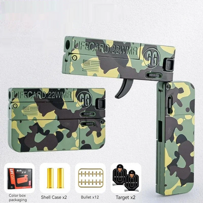 Soft Bullet Gun Foldable Toy Stainless Steel Mini Blaster Fidget Toy Stress Relief EDC Toy