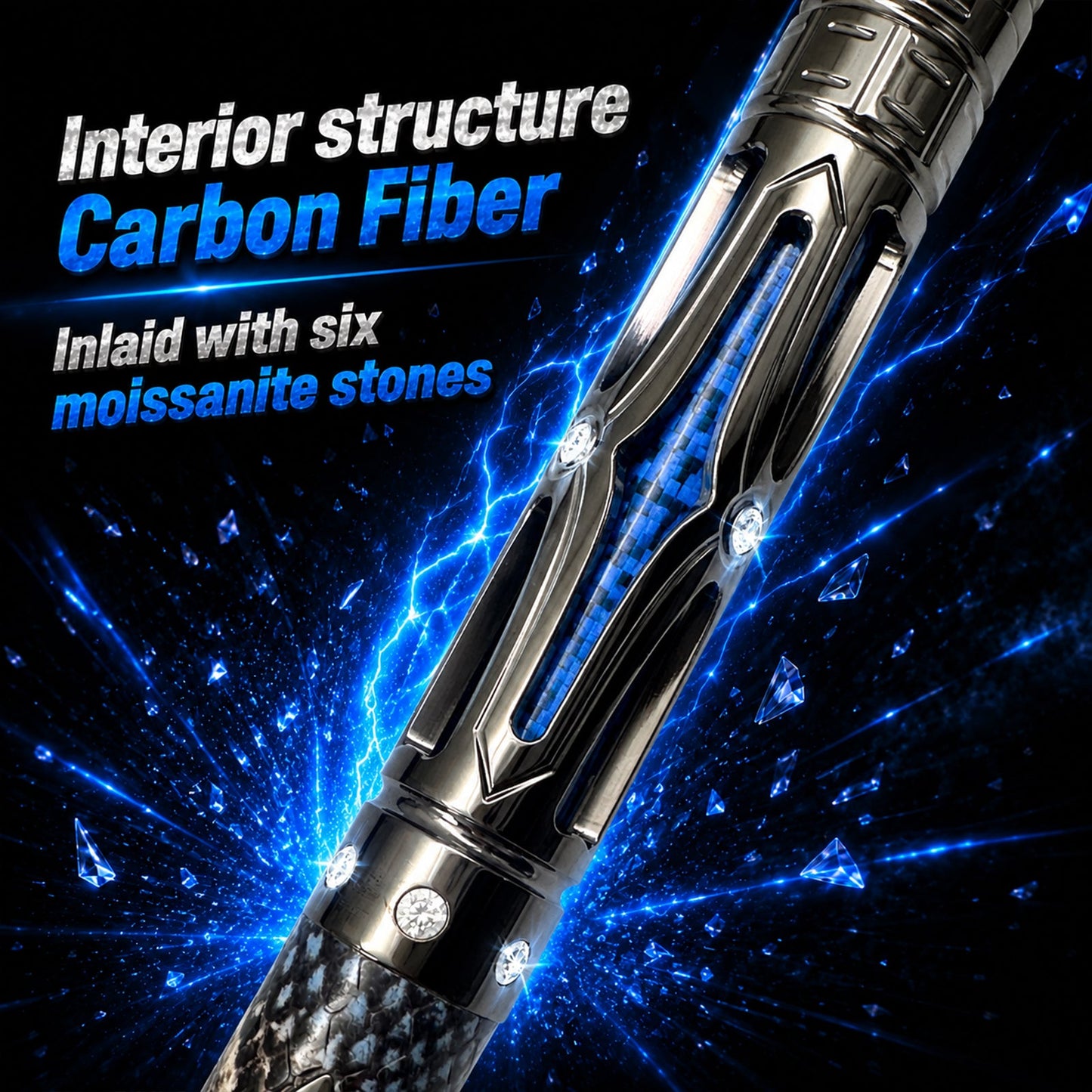 Transk Metal Dragon Slayer Jump Cue - Blue Carbon Fiber Shaft with Sheepskin Grip - 13mm Tip