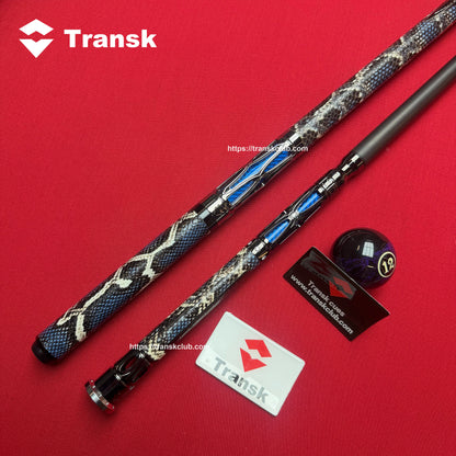 Transk Collector Blue Edition Play Cue + Jump Cue with Cue with case set-10.5/11.8/12.5mm Tip Snake‑Skin Genuine Leather Wrap