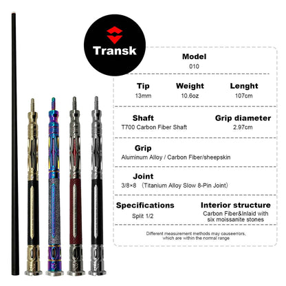 Transk Metal Dragon Slayer Jump Cue - Carbon Fiber Shaft with Sheepskin Grip-13mm tip