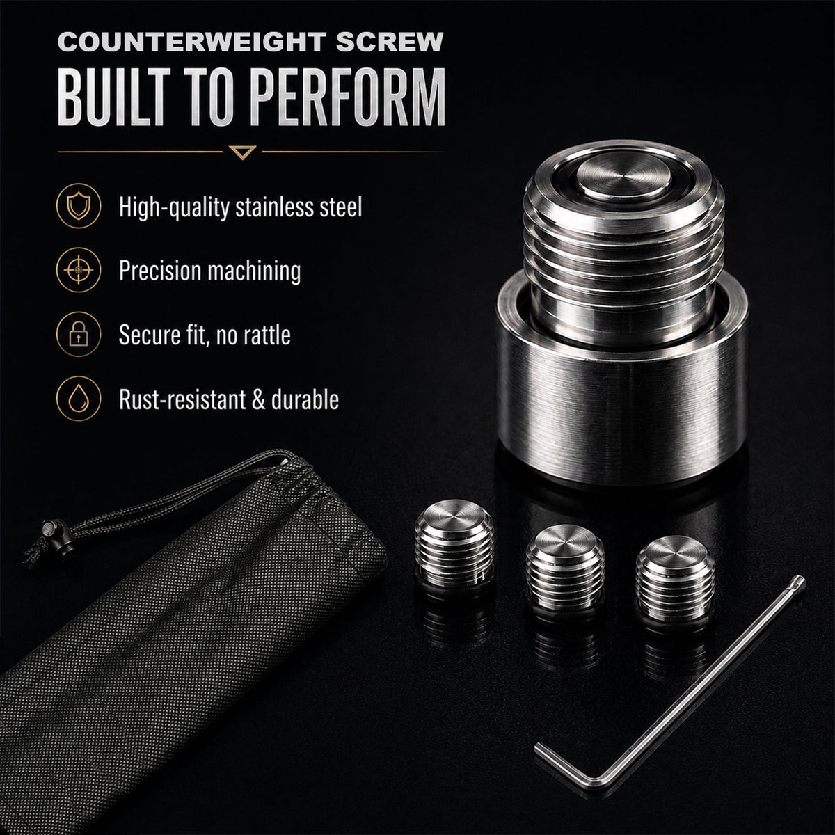Precision Pool Cue Weight Kit – Adjustable Balance System with 3 Weights, Adapter, Hex Wrench & Storage Pouch