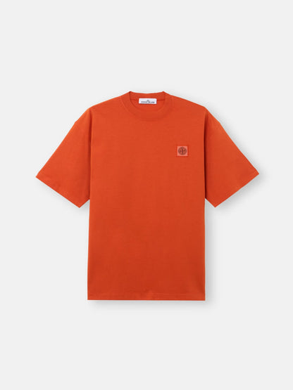 Stone Island Combed Organic Cotton T-Shirt in Burnt Orange
